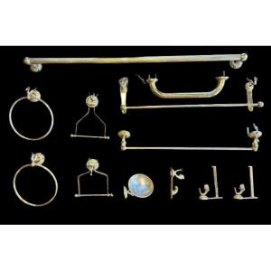 Gold Bathroom Accessories With Swan And Dolphin Figures