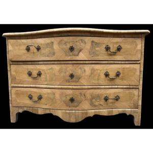 Curved Chest Of Drawers Made Of Walnut Veneer