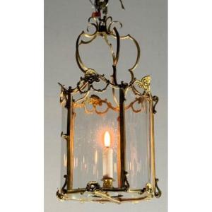 Bronze Lantern With Curved Glass Shades