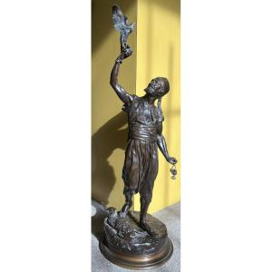Arabian Falconer In Bronze, Signed Pj Mene