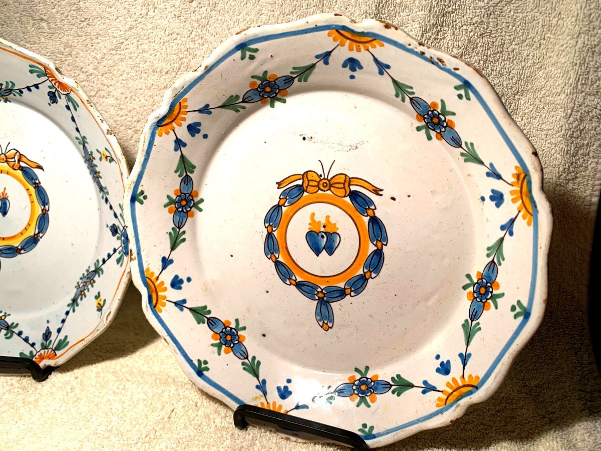 Nevers XVIIIth Century - Pair Of Plates - Allegory Of Love-photo-2