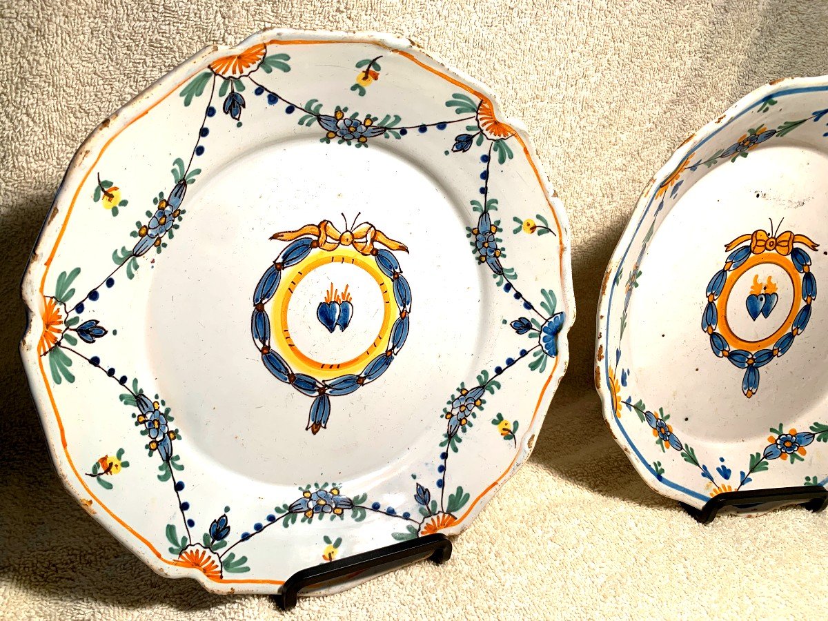 Nevers XVIIIth Century - Pair Of Plates - Allegory Of Love-photo-3