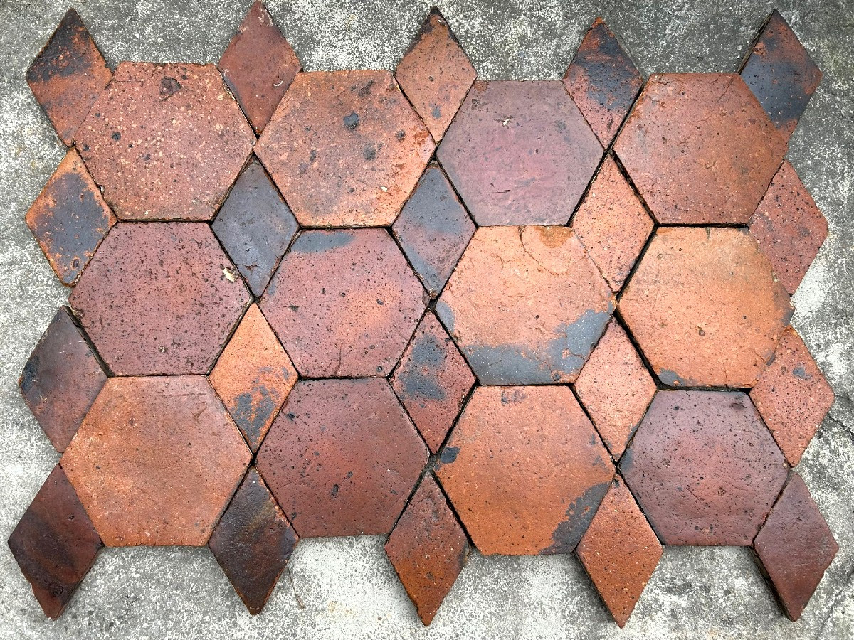 Terracotta Octagon Carpet With Diamond Cabochons  - Period: Late 18th, Early 19th Century-photo-4
