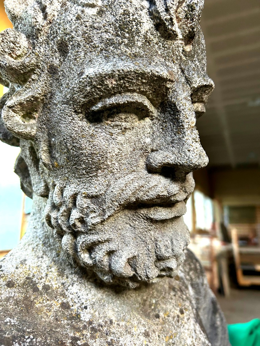 STATUE de PARC, pierre - Fin XVII ème - Début XVIII ème siècle - HERCULE et le LION de NEMEE-photo-3