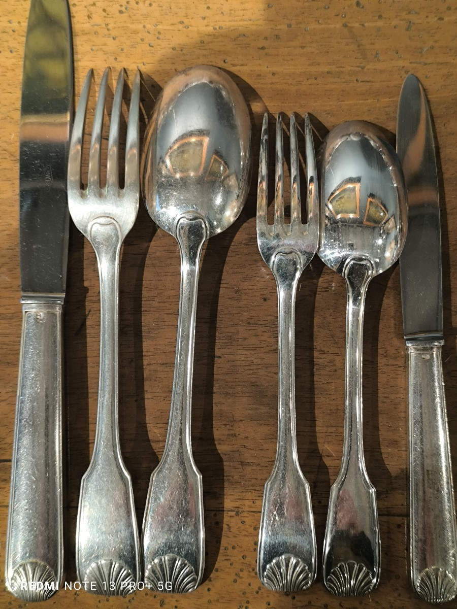 Large 95-piece Silver Metal Cutlery Set And 12 Fish Cutlery + Oak Box-photo-4