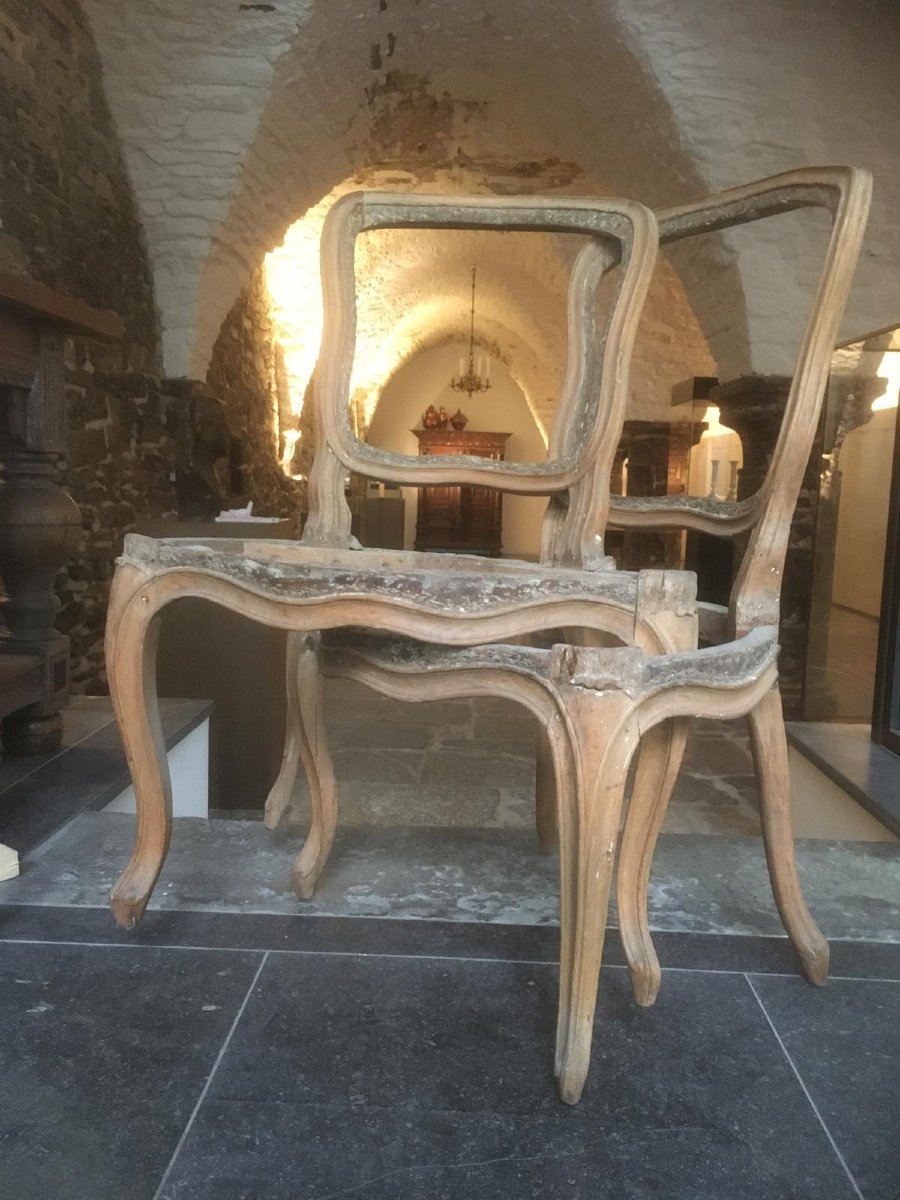 Paire De Chaises En Bois Naturel D’époque Louis XV Milieu Du 18eme Siècle -photo-2