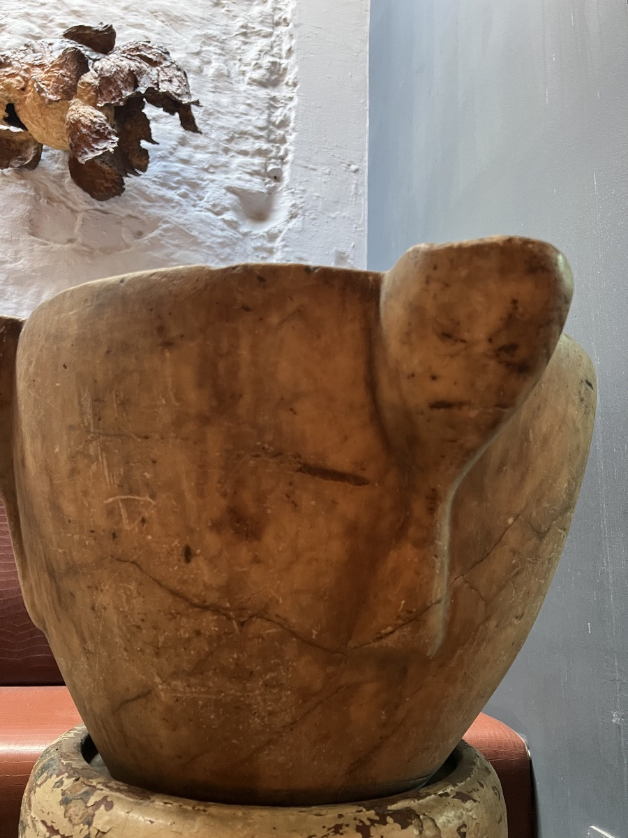 Mortier du XVII siècle avec son billot d’origine -photo-3