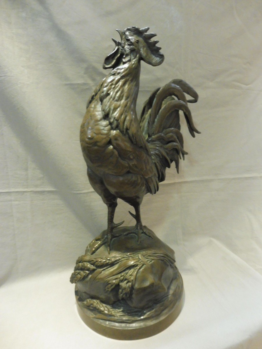 Auguste Nicolas Cain (1821-1894) Coq Fran&ccedil;ais ou Gaulois Chantant ou Le R&eacute;veil Bronze 49,5 cm fonte fondeur Susse fr&egrave;res &eacute;diteurs Paris XIX&egrave;me 19&egrave;me -photo-3