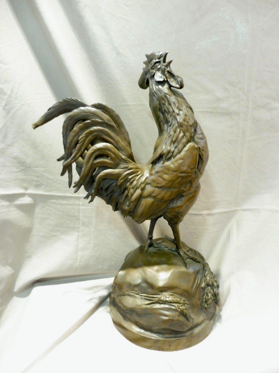 Auguste Nicolas Cain (1821-1894) Coq Fran&ccedil;ais ou Gaulois Chantant ou Le R&eacute;veil Bronze 49,5 cm fonte fondeur Susse fr&egrave;res &eacute;diteurs Paris XIX&egrave;me 19&egrave;me 