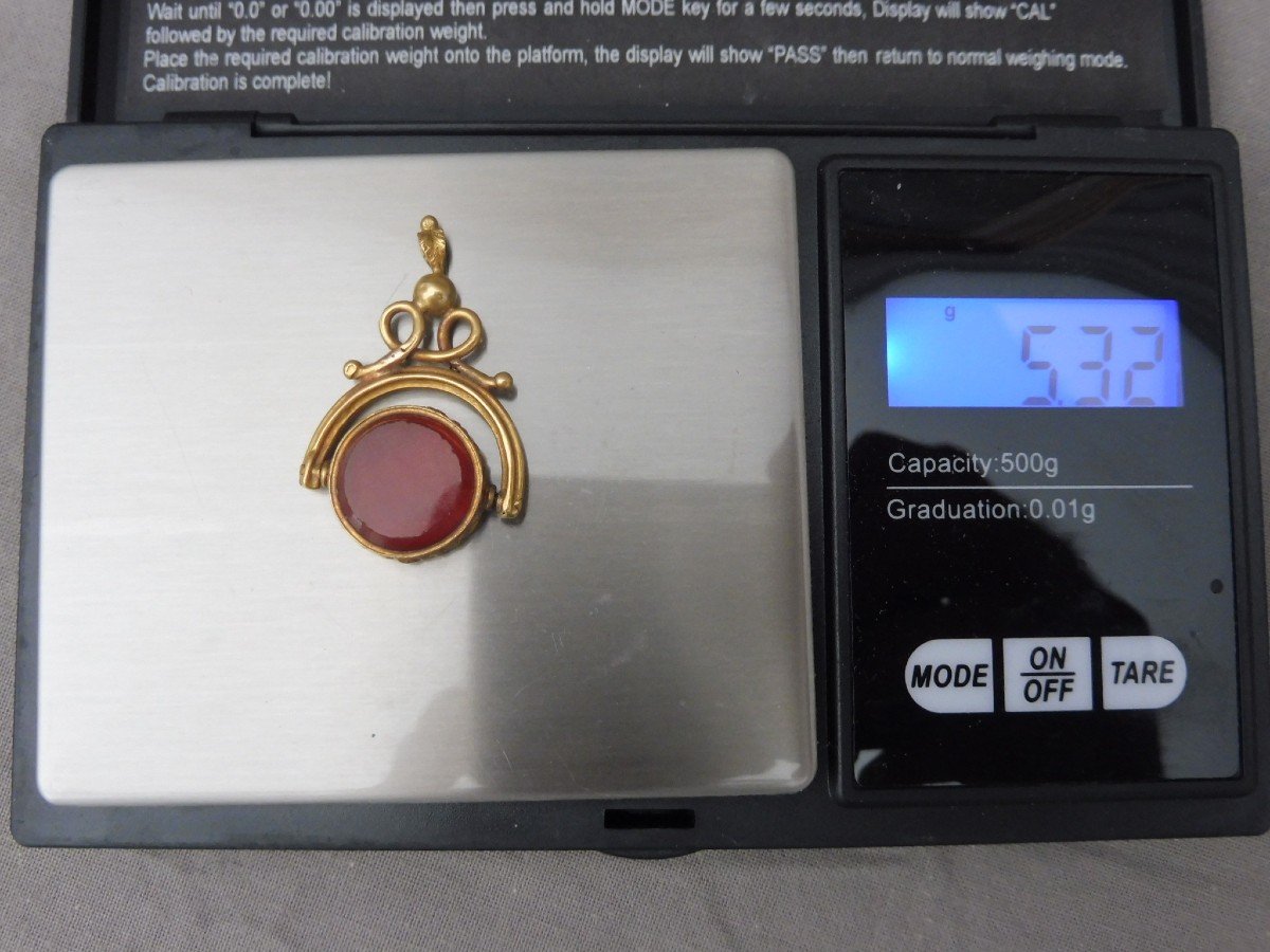 Compass Pendant In 18k 750 Thousandths Yellow Gold Eagle Adorned With A Carnelian Gross Weight 5.32gr-photo-6