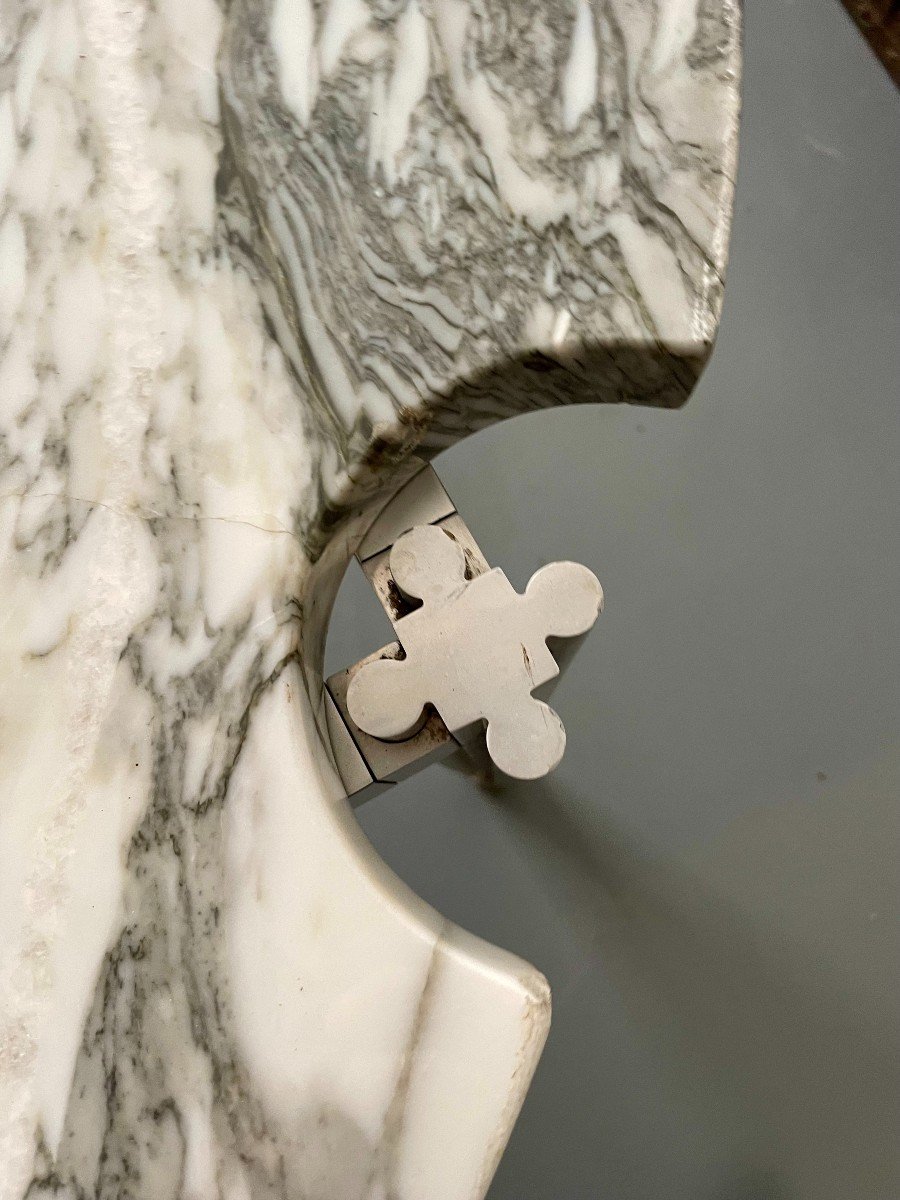 George Ciancimino (1928) Designer Mobilier  International Editeur Table salon ou salle à manger  Circulaire en Marbre de Carrare Calacatta circa 1970  XXème diamètre 134 cm  épaisseur 3 cm -photo-8