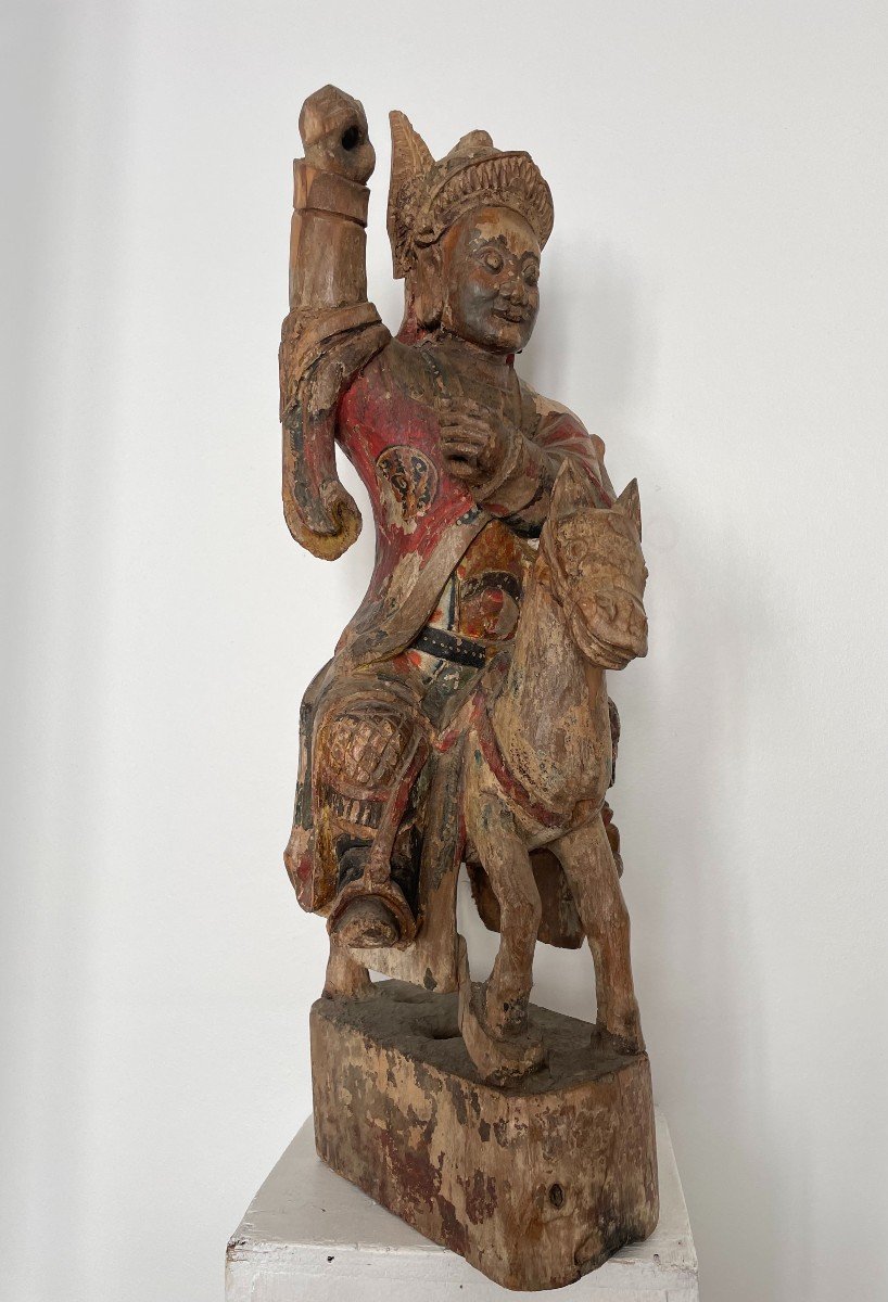 Zhang Guolao On His Donkey, Wooden Sculpture With Polychromy Highlights, China, Ming Dynasty