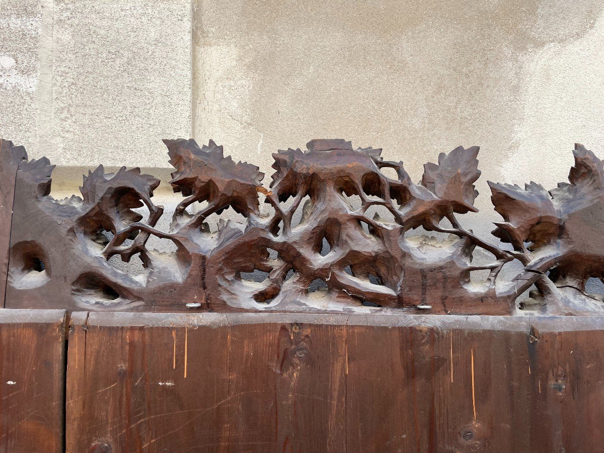 Important Black Forest Mirror With Walnut Frame Carved With Vines, Vine Leaves, 171 X 120  Cm -photo-1