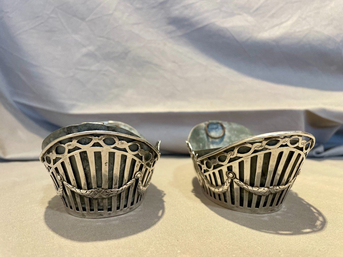 Pair Of Louis XV Stule Planters Or Baskets In Silver 800/1000 Germany Late 19th XIXth-photo-2