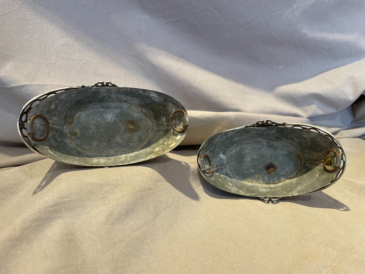 Pair Of Louis XV Stule Planters Or Baskets In Silver 800/1000 Germany Late 19th XIXth-photo-1