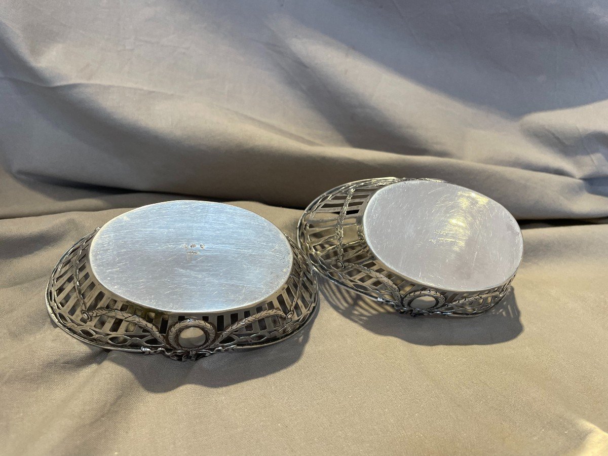 Pair Of Louis XV Stule Planters Or Baskets In Silver 800/1000 Germany Late 19th XIXth-photo-5
