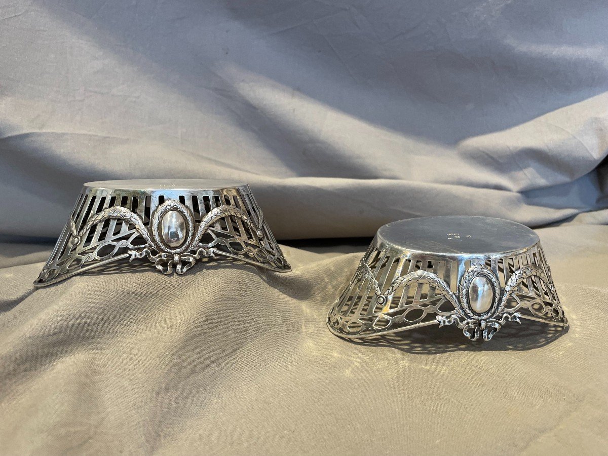 Pair Of Louis XV Stule Planters Or Baskets In Silver 800/1000 Germany Late 19th XIXth-photo-6