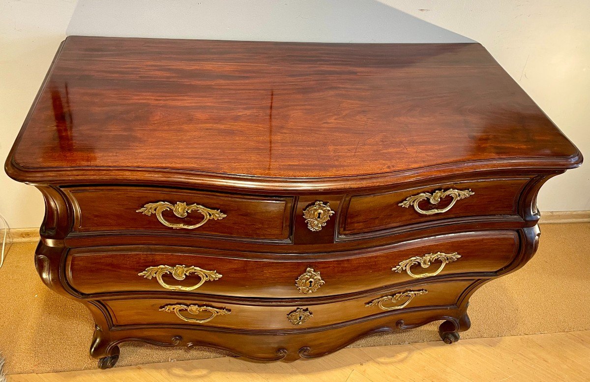 Commode de port tombeau bordelaise en acajou massif &Eacute;poque Louis XV 18&egrave;me XVIII&egrave;me galb&eacute;e Bordeaux -photo-7