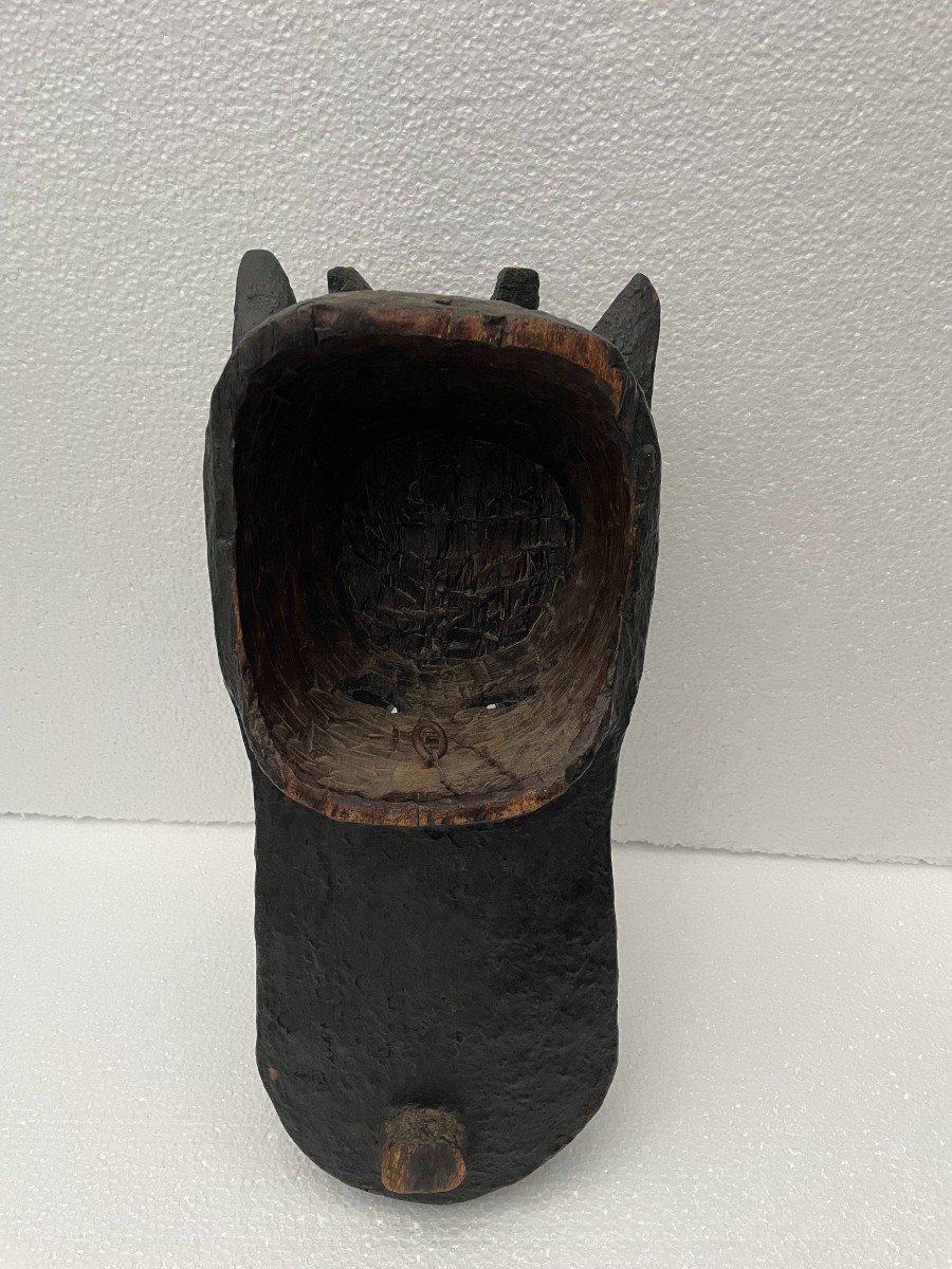 Rare Crest Mask Or Helmet "suaga Bor" Mambila (nigeria). “magpie-dog” Zoomorph. 47cm-photo-6