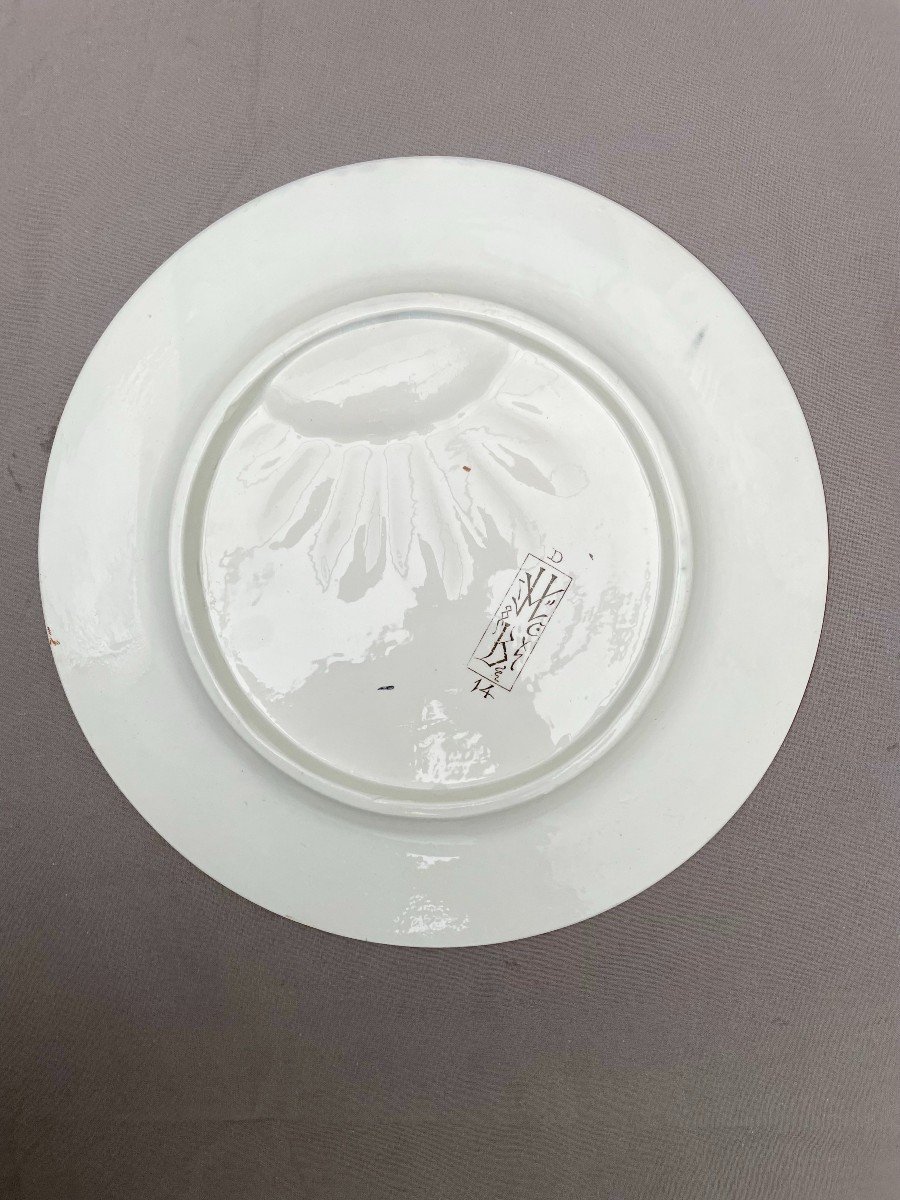 Bordeaux, Manufacture Vieillard Et Eugène Millet (1819-1879): Glazed Earthenware Plate With Dice-photo-3
