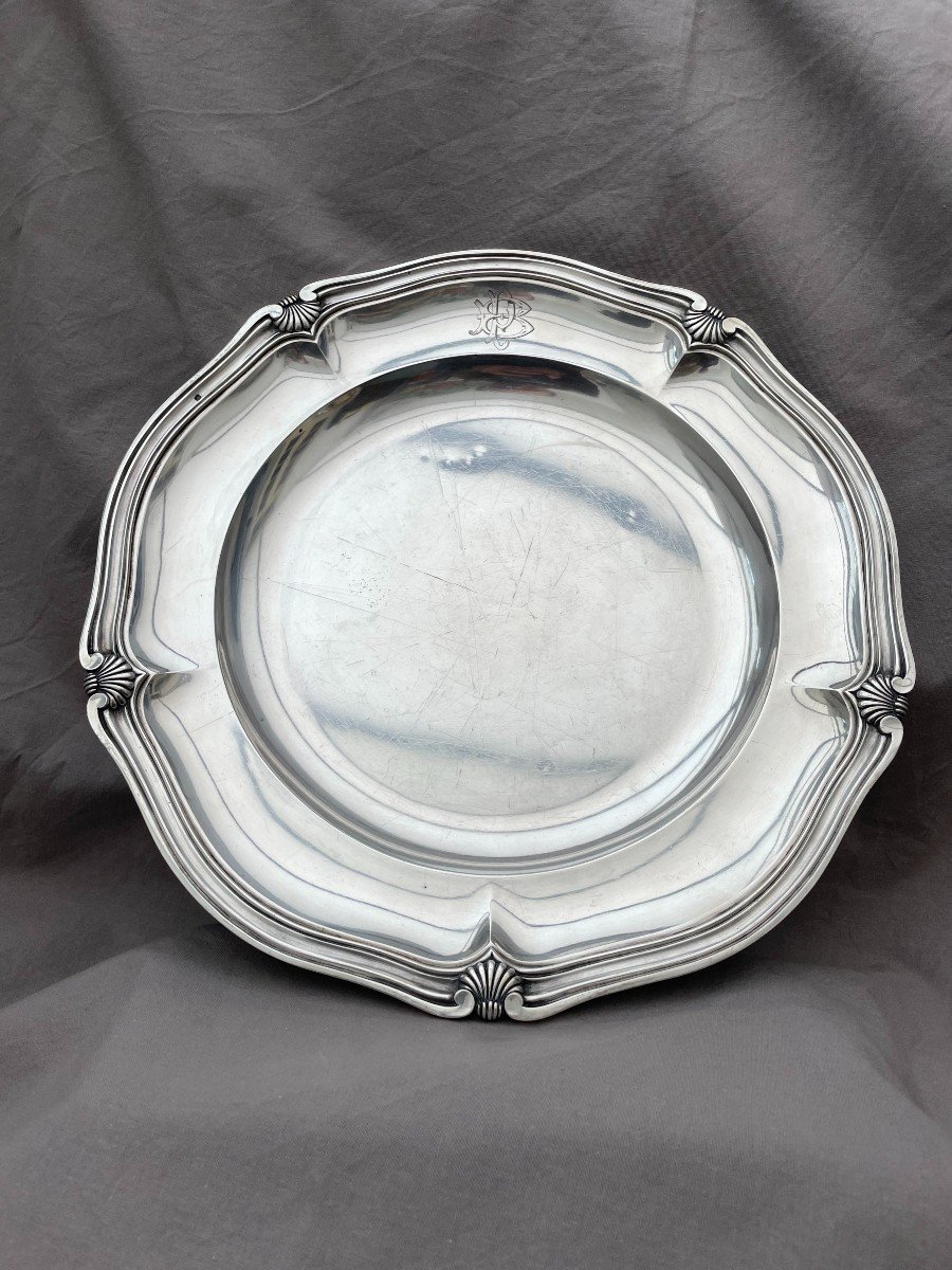 Circulating Plain Solid Silver Serving Dish Minerva Hallmark 1st Title 950/°° Net Weight 800 Gr Model Louios XV Silversmith Limousin & Souche -photo-3