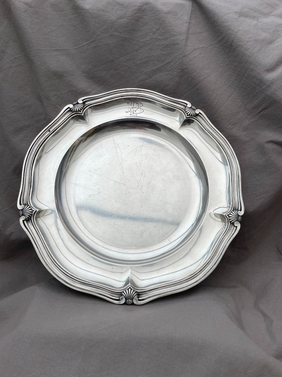 Circulating Plain Solid Silver Serving Dish Minerva Hallmark 1st Title 950/°° Net Weight 800 Gr Model Louios XV Silversmith Limousin & Souche -photo-5