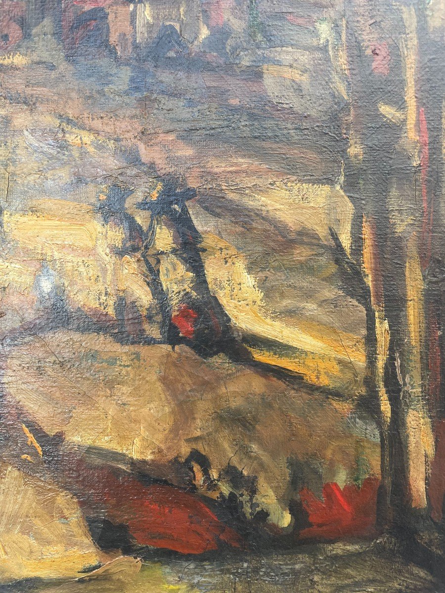 Eduardo Pisano (1912-1986) Animated Landscape In Spain Circa 1950 10p 55x38 Cm Signed Oil On Canvas Signed-photo-4