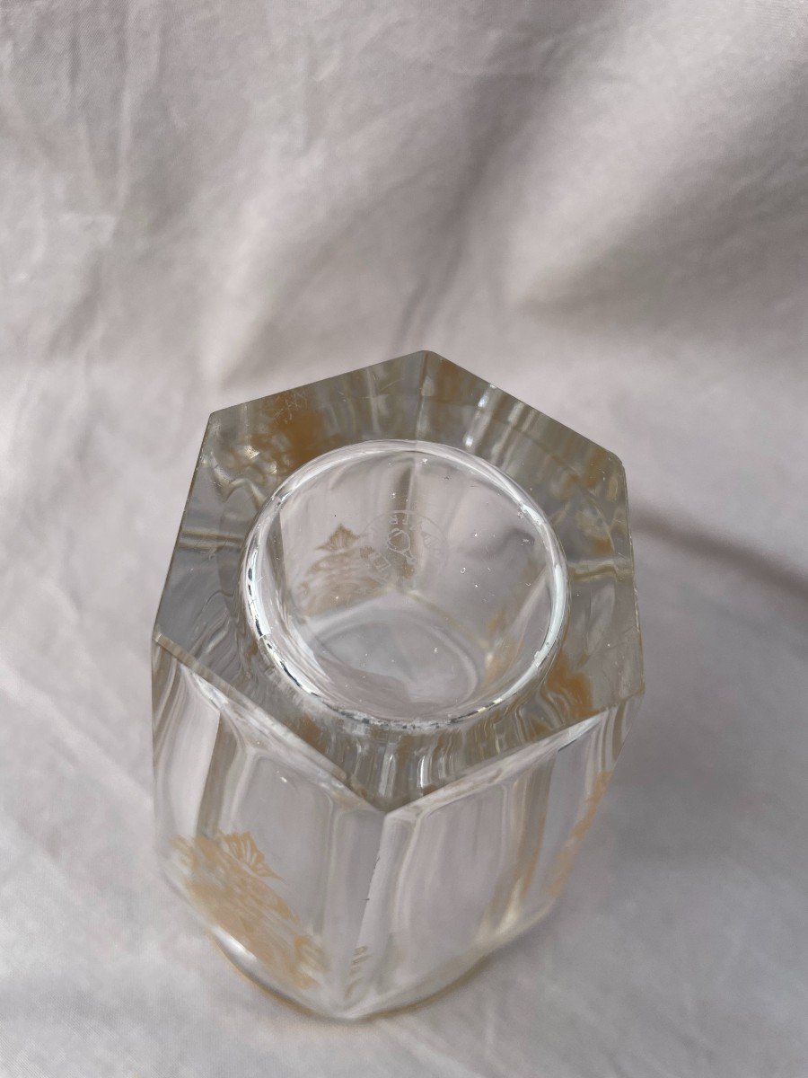 BACCARAT petit vase porte crayons hexagonal en cristal mod&egrave;le Talleyrand dor&eacute; &agrave; l&#039;or sign&eacute; 13cm-photo-2