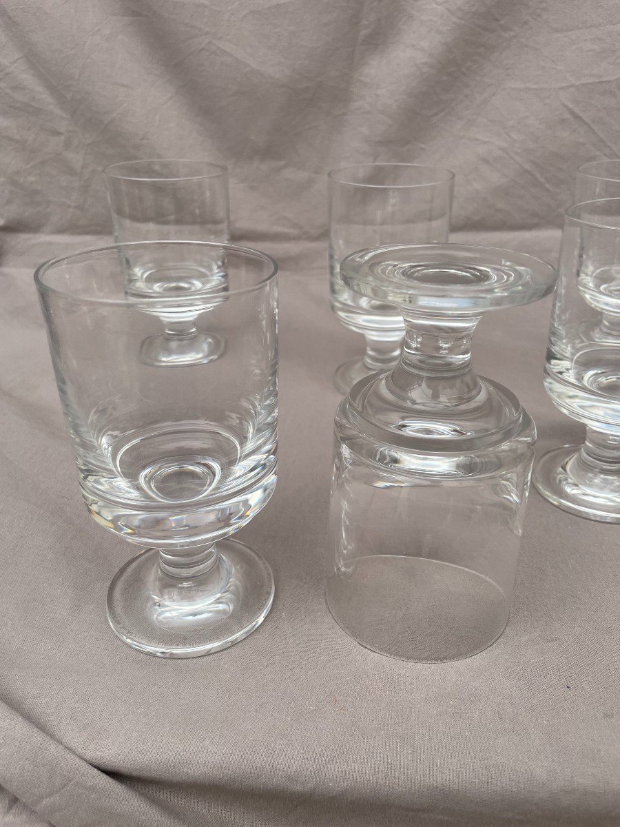 Baccarat 6 Six Red Wine Glasses On Foot Diabolo Model 70s Design Roberto Sambonet -photo-4
