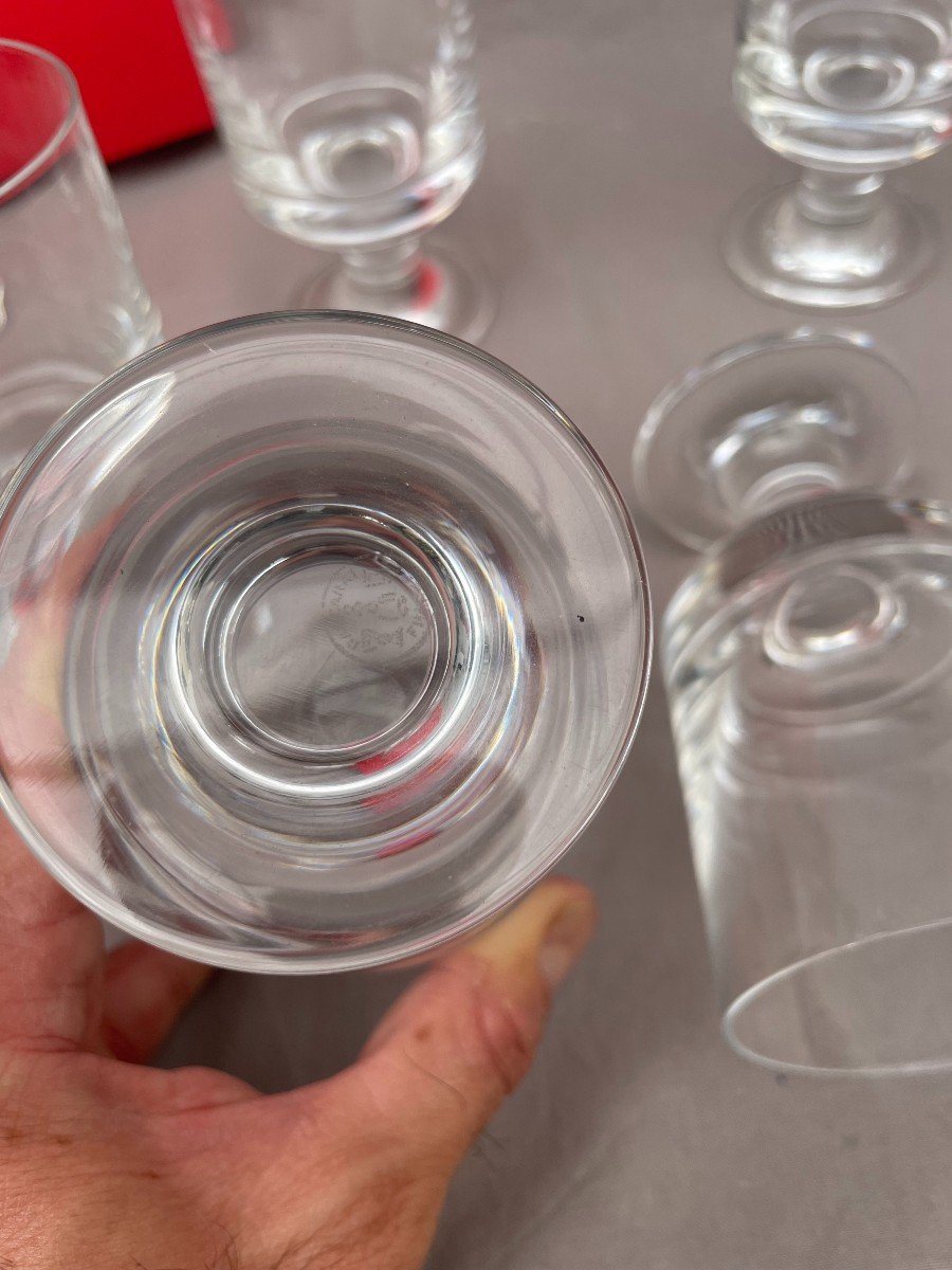 Baccarat 6 Six Red Wine Glasses On Foot Diabolo Model 70s Design Roberto Sambonet -photo-1