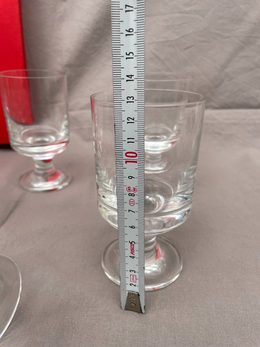 Baccarat 6 Six Red Wine Glasses On Foot Diabolo Model 70s Design Roberto Sambonet -photo-2
