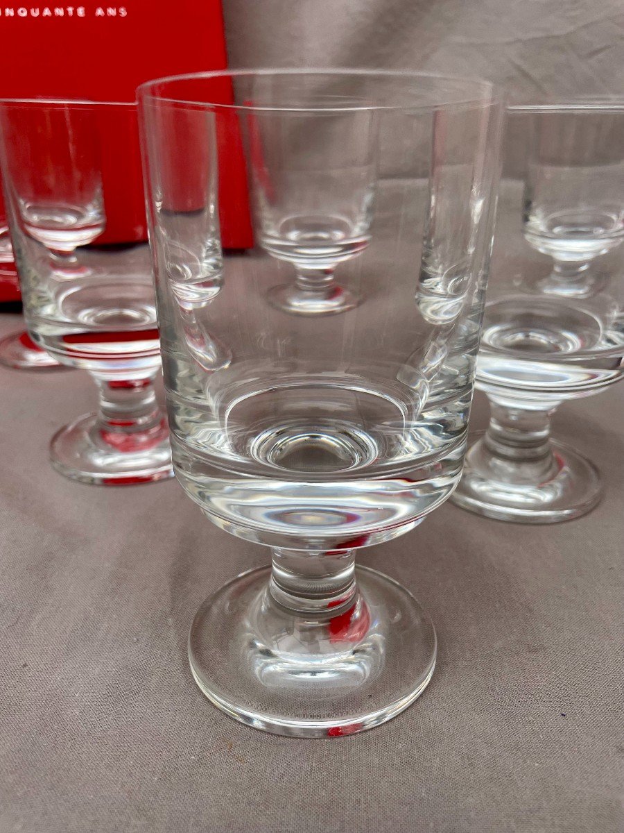 Baccarat 6 Six Red Wine Glasses On Foot Diabolo Model 70s Design Roberto Sambonet -photo-3