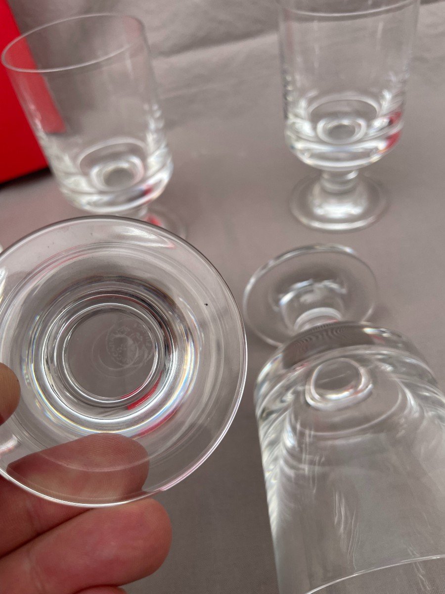 Baccarat 6 Six Red Wine Glasses On Foot Diabolo Model 70s Design Roberto Sambonet -photo-4