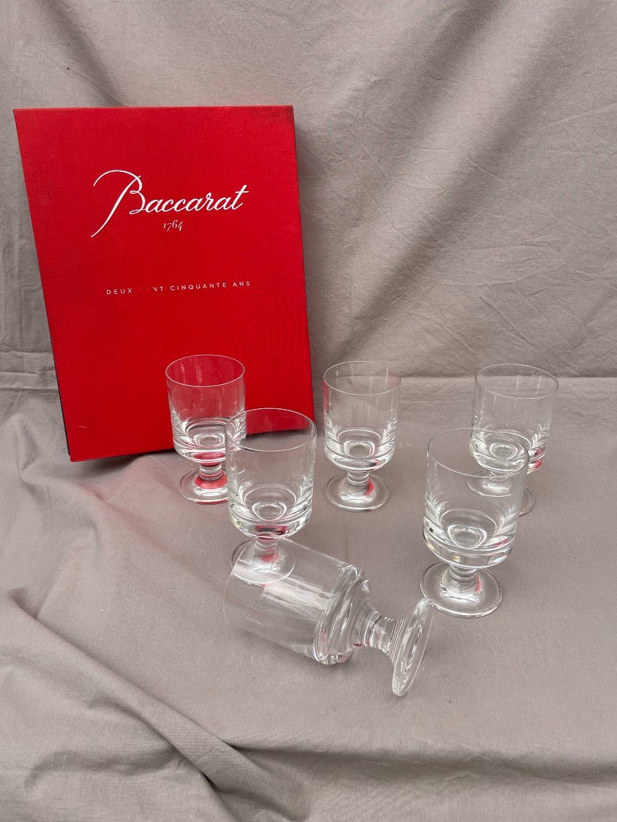 Baccarat 6 Six Red Wine Glasses On Foot Diabolo Model 70s Design Roberto Sambonet 