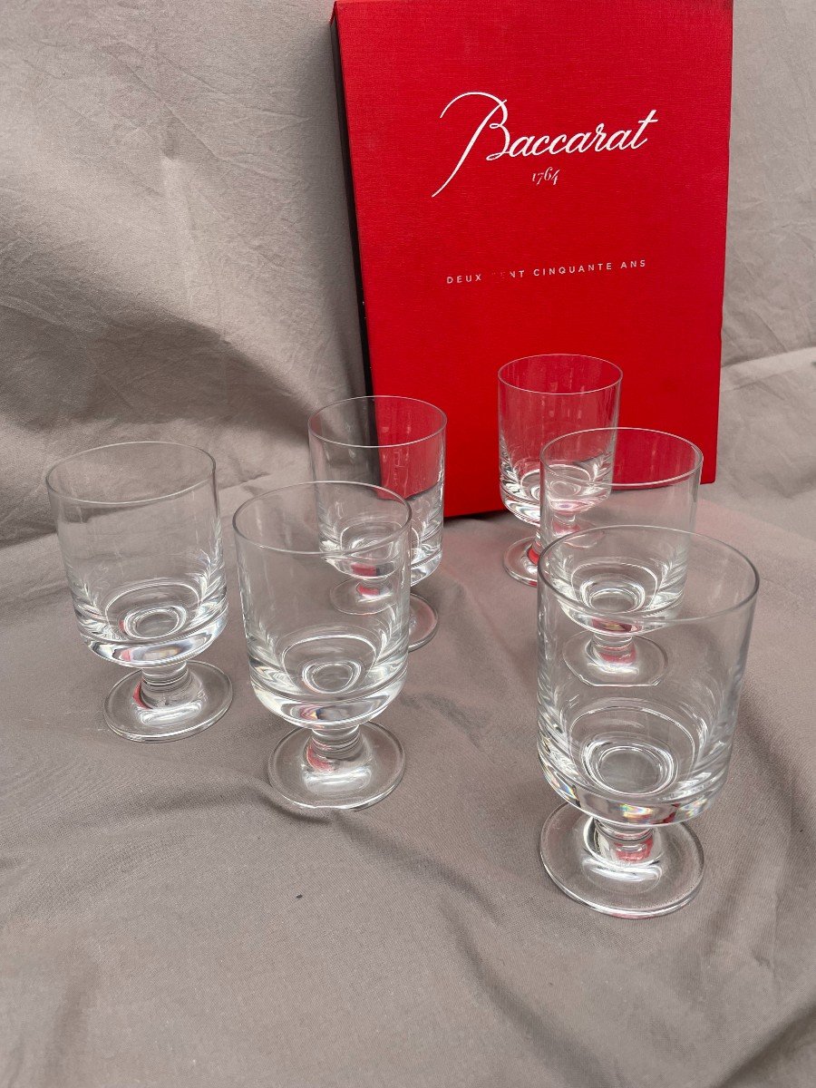 Baccarat Series (1) 6 Stemmed Water Glasses Diabolo Model 70s 80s Design Roberto Sambonet -photo-4