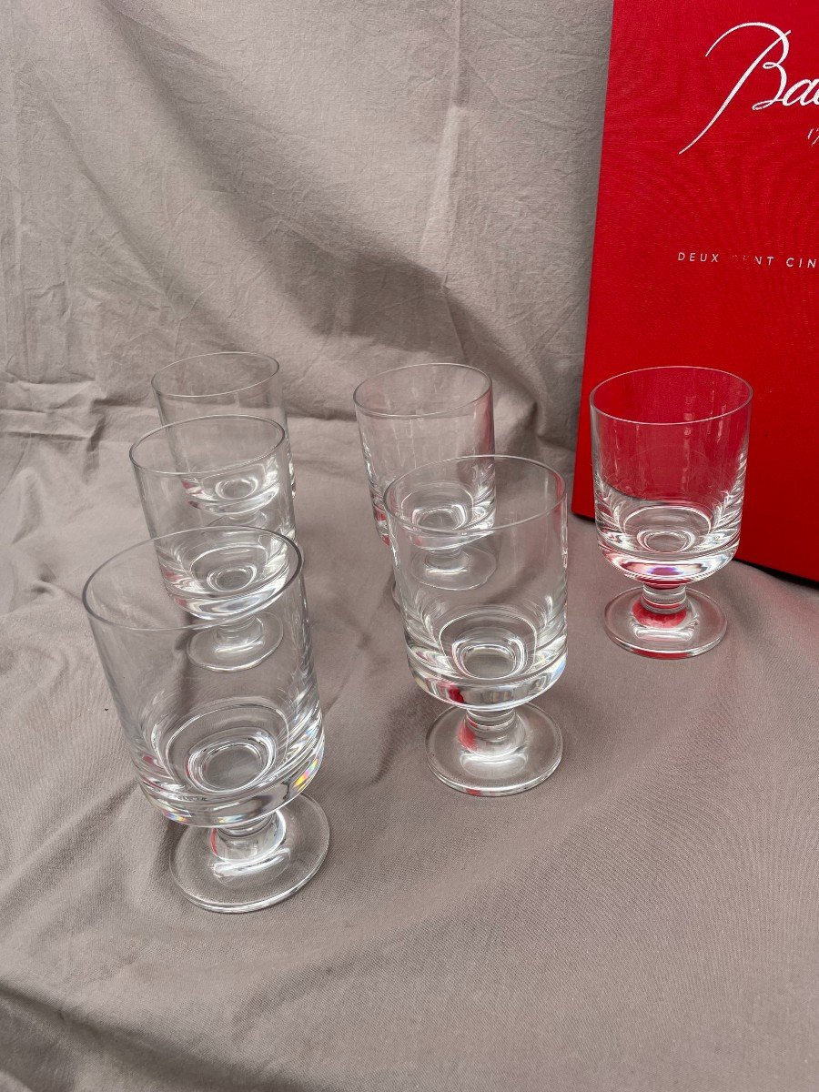 Baccarat Series (1) 6 Stemmed Water Glasses Diabolo Model 70s 80s Design Roberto Sambonet -photo-6