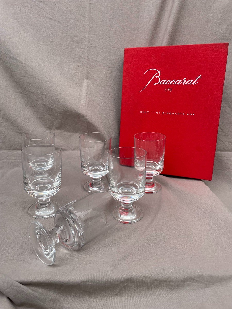 Baccarat Series (1) 6 Stemmed Water Glasses Diabolo Model 70s 80s Design Roberto Sambonet -photo-8