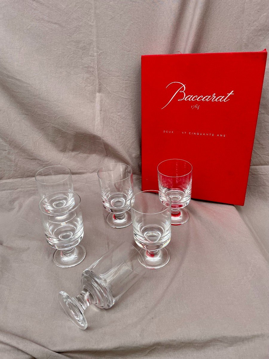 Baccarat Series (1) 6 Stemmed Water Glasses Diabolo Model 70s 80s Design Roberto Sambonet 