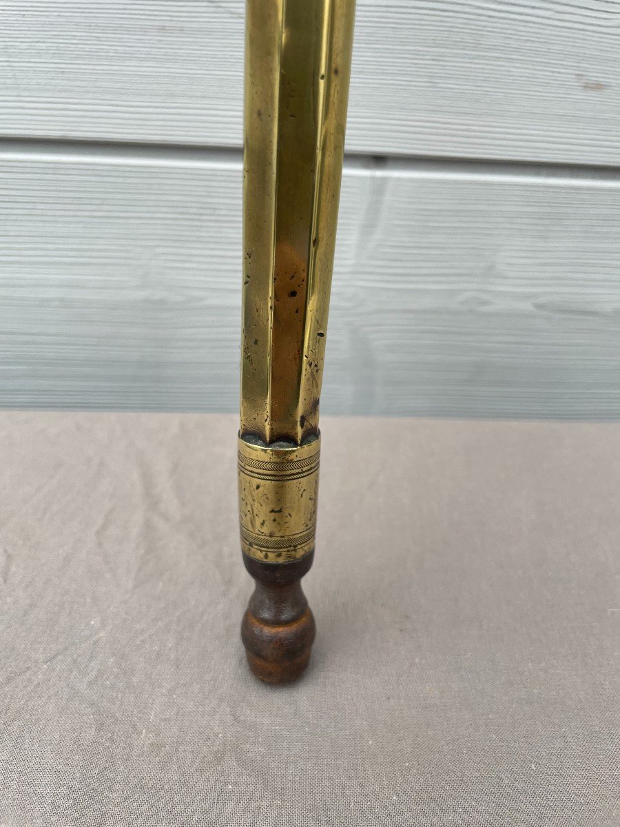 CANNE DE COMPAGNON DU DEVOIR Jonc de Malacca ferrule  bronze à pans et fer longueur 125 cm XIXe-photo-4