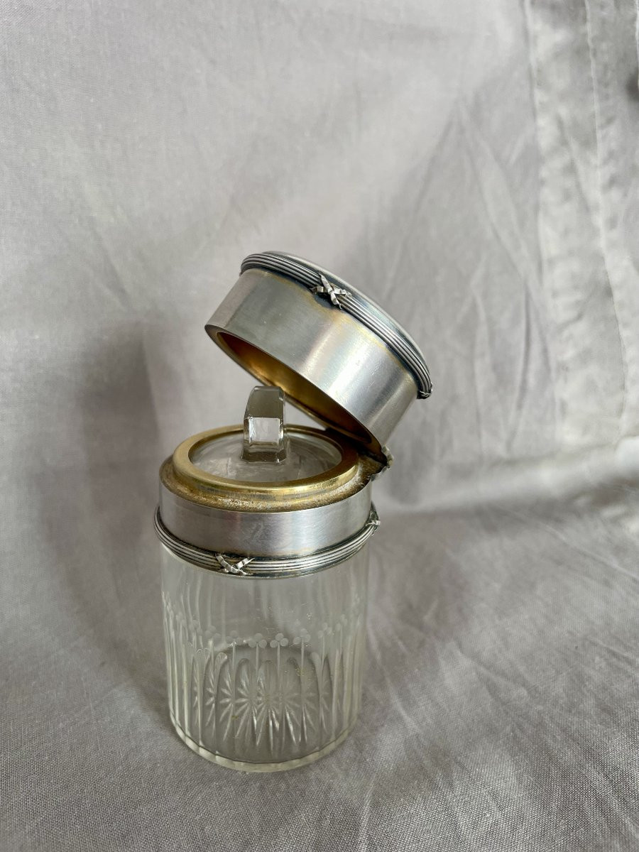 E.roger Paris Attributed To Louis XVI Style Toiletry Bottle, Vermeil Crystal, Solid Silver -photo-2