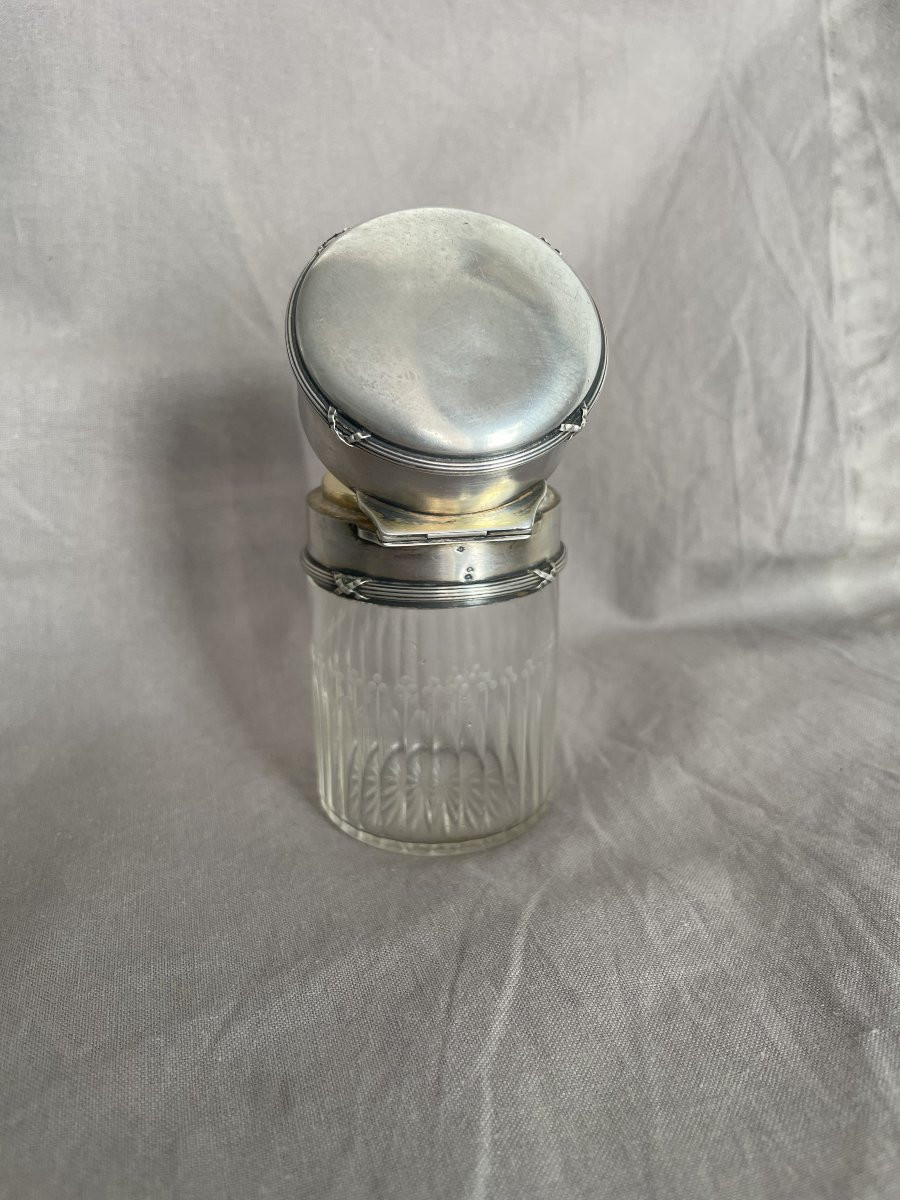 E.roger Paris Attributed To Louis XVI Style Toiletry Bottle, Vermeil Crystal, Solid Silver -photo-3