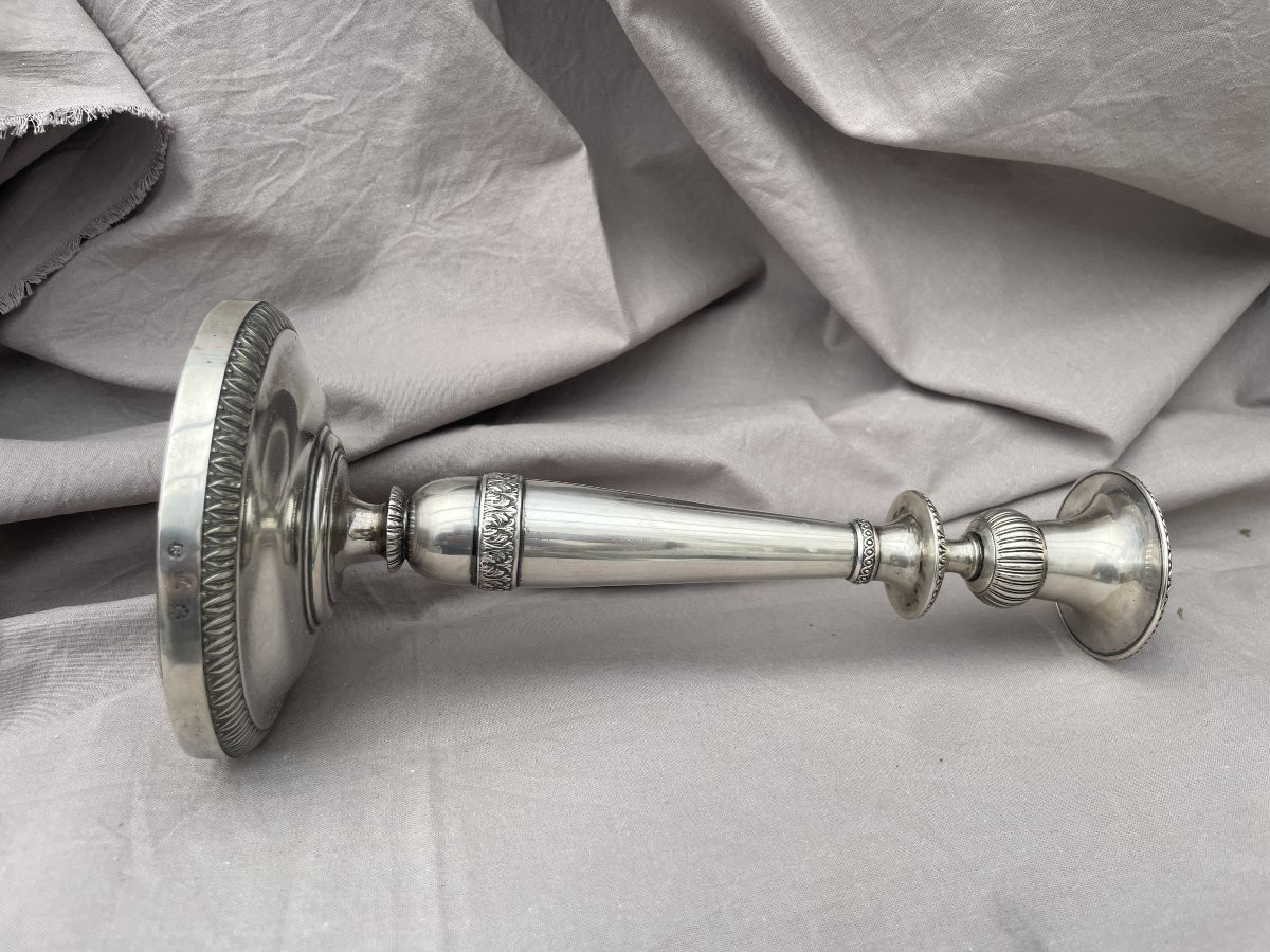 Flambeau bougeoir argent massif Autriche Hongrie XIXème 25cm -photo-4