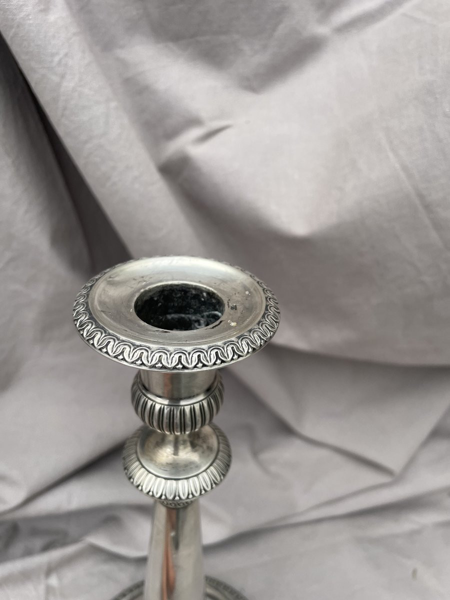 Flambeau bougeoir argent massif Autriche Hongrie XIXème 25cm -photo-3