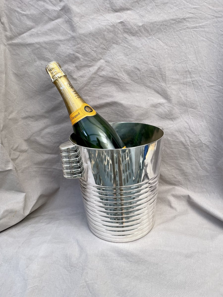 Luc LANEL (1893-1965) pour CHRISTOFLE Seau à champagne Normandie  « Ondulations » 1933 Art Deco-photo-2