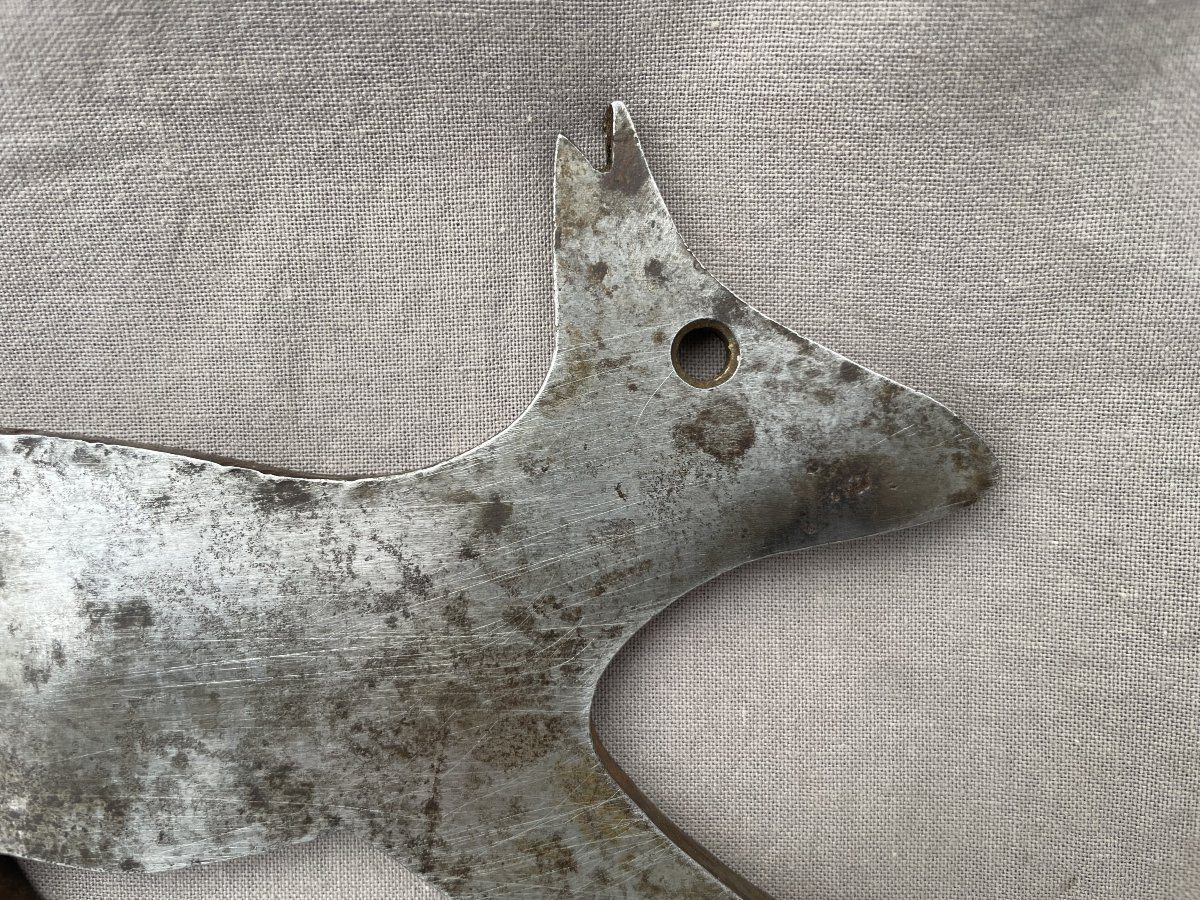 Hand Mincer Butcher's Sheet Wrought Iron Zoomorphic Fox Goupil Circa 1900 29cm-photo-2