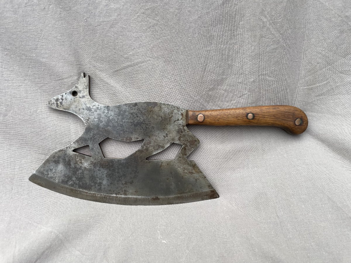 Hand Mincer Butcher's Sheet Wrought Iron Zoomorphic Fox Goupil Circa 1900 29cm-photo-6