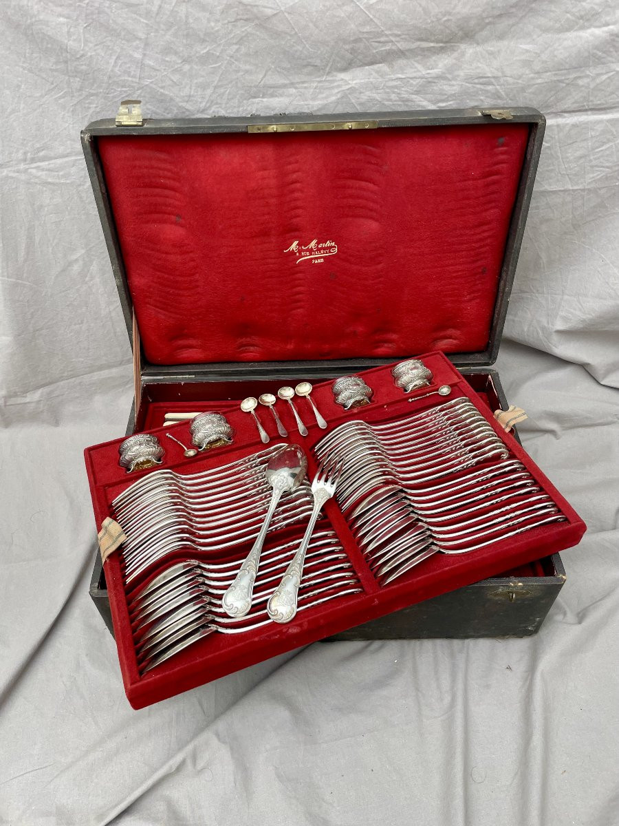 Pierre François Queillé  Louis Philippe  Menagère  Armes famille du Crest Argent 5.300 KG XIXèm-photo-4