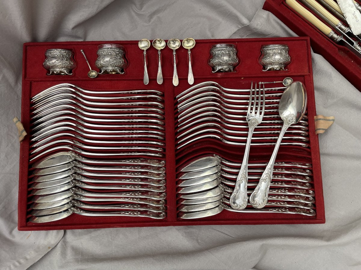 Pierre François Queillé  Louis Philippe  Menagère  Armes famille du Crest Argent 5.300 KG XIXèm-photo-6