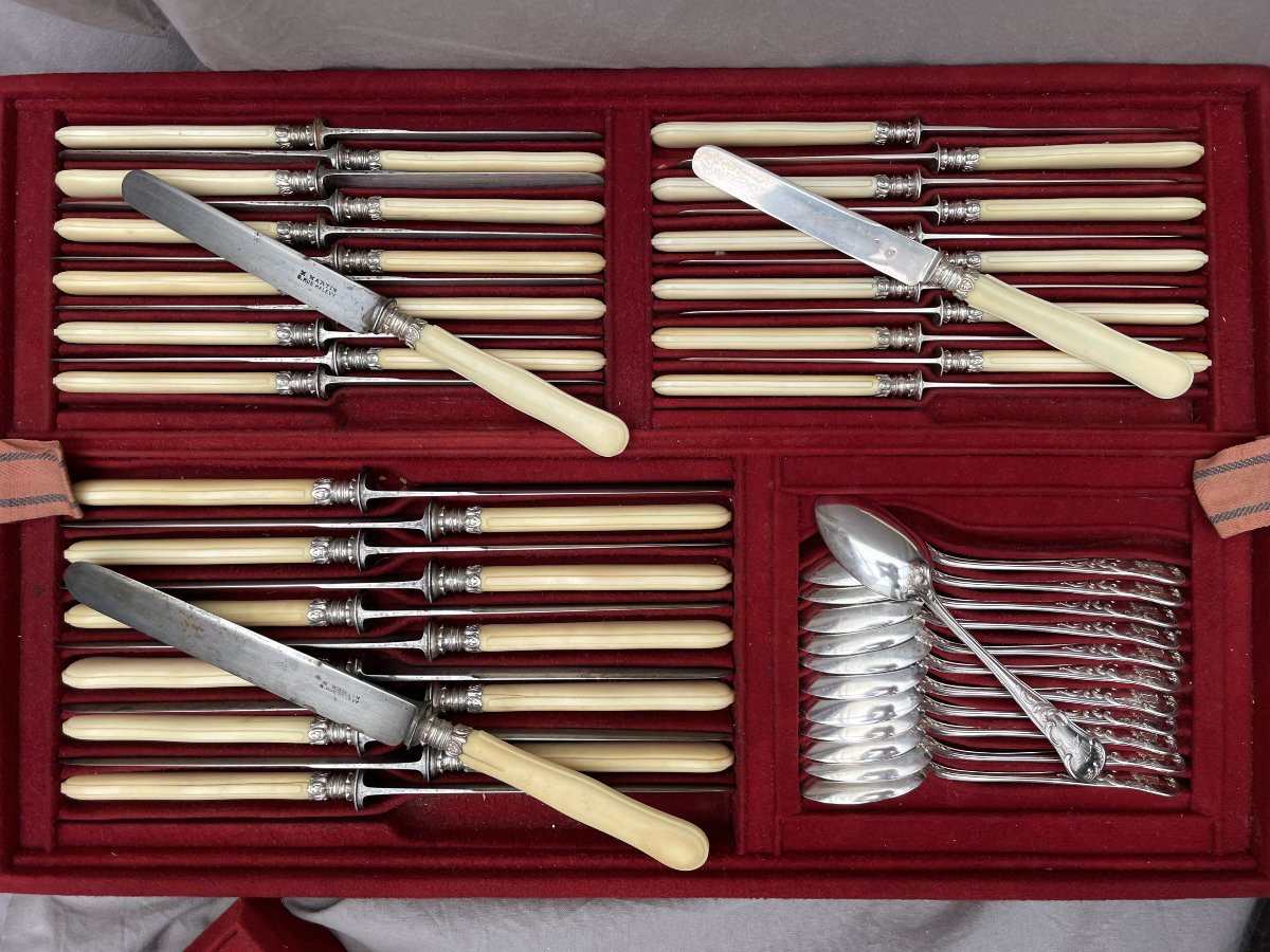 Pierre François Queillé  Louis Philippe  Menagère  Armes famille du Crest Argent 5.300 KG XIXèm-photo-7