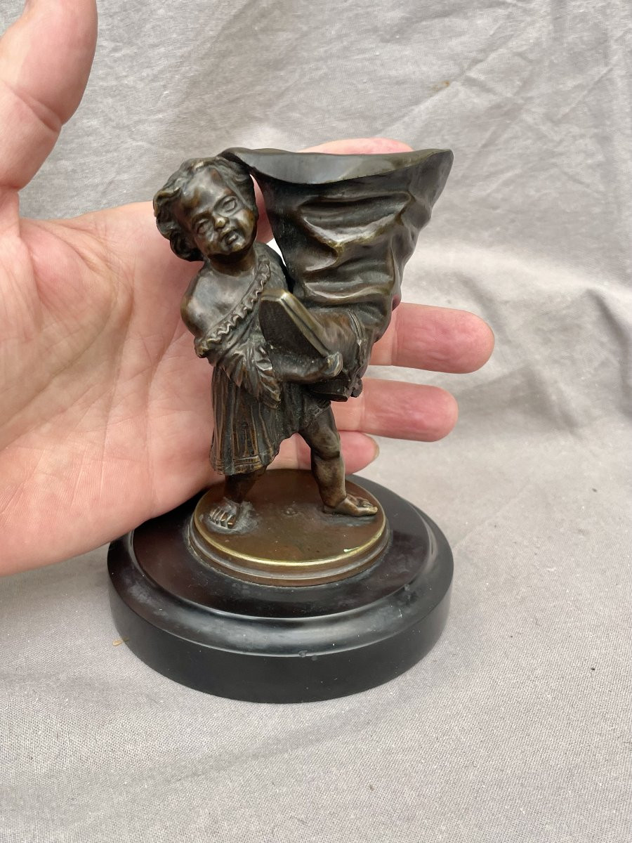 Bronze Living Room Pyrogen Child With Seven-league Boot 19th Century Napoleon III Second Empire -photo-3